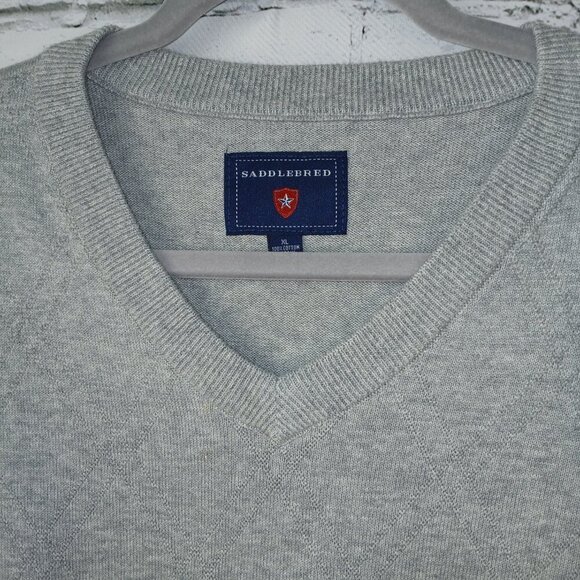 MENS SADDLEBRED GRAY SWEATER VEST, SIZE XL - Picture 2 of 6